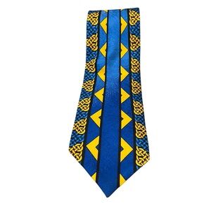Rush Limbaugh No Boundaries Collection‎ Vintage Blue Yellow Links 90s Silk Tie
